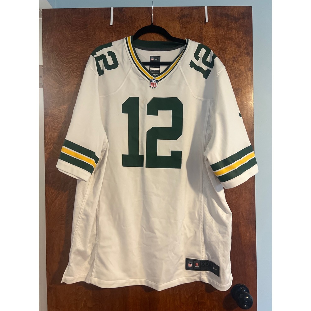 Nike Jersey Men XXL White Good Aaron Rodgers 12 Green Bay Packers NFL